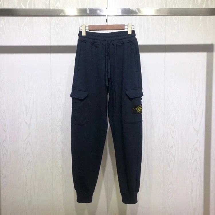 Cross-border Sto*ne Island Stone Island 2024fw men's tapered cotton sweatpants autumn and winter overalls sweatpants black