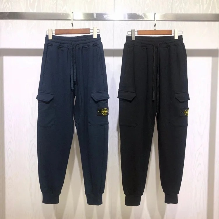 Cross-border Sto*ne Island Stone Island 2024fw men's tapered cotton sweatpants autumn and winter overalls sweatpants black