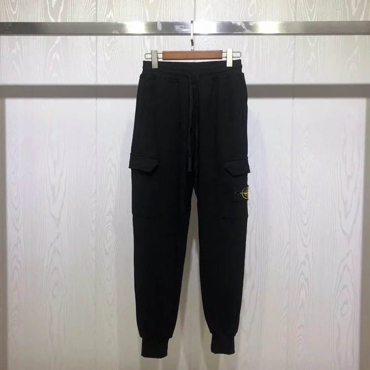 Cross-border Sto*ne Island Stone Island 2024fw men's tapered cotton sweatpants autumn and winter overalls sweatpants black