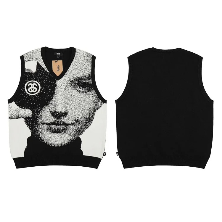 2023 cross-border European and American foreign trade spot new S letter series mosquito coil jacquard logo solid color round neck sweater