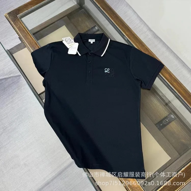 Embroidered pure cotton casual fashion Polo lapel short-sleeved T-shirt for men