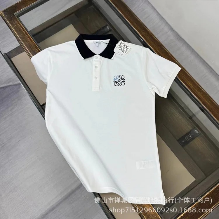 Embroidered pure cotton casual fashion Polo lapel short-sleeved T-shirt for men