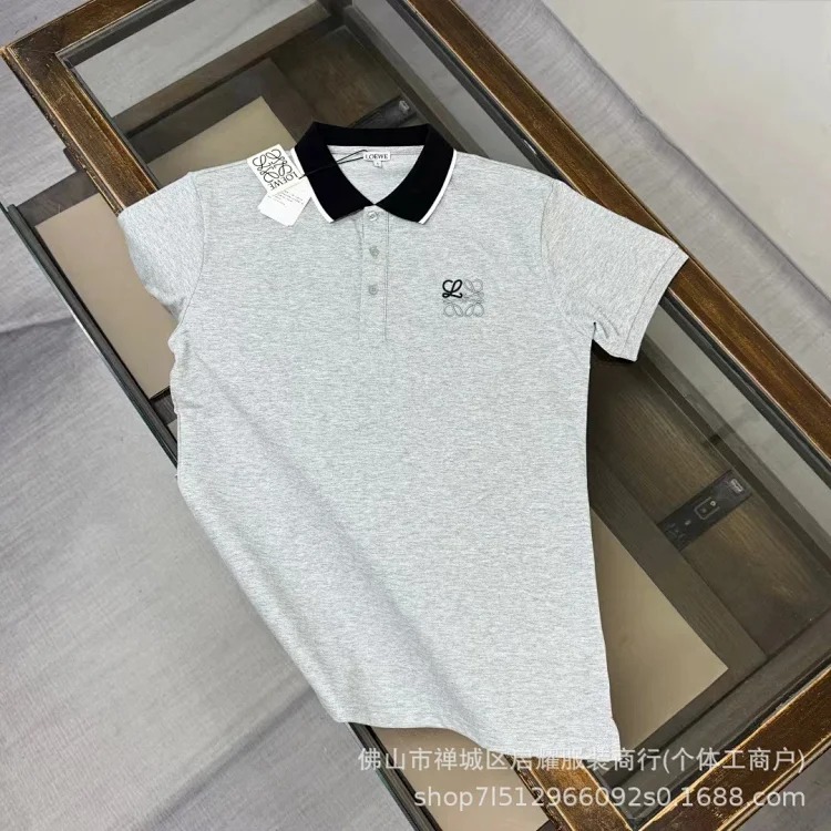 Embroidered pure cotton casual fashion Polo lapel short-sleeved T-shirt for men