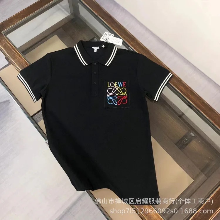 Embroidered pure cotton casual fashion Polo lapel short-sleeved T-shirt for men