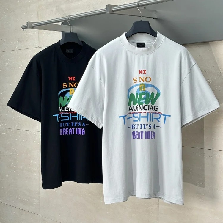25Ss new new idea printed round neck short sleeve T-shirt loose version same style for men and women