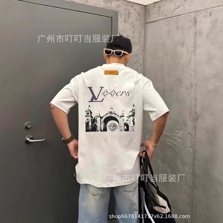 Cross-border trendy brand high version short-sleeved 25 summer new letter print graffiti men and women same style couple T-shirt