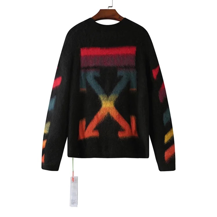 Trendy brand gradient arrow mohair sweater wool couple outfit