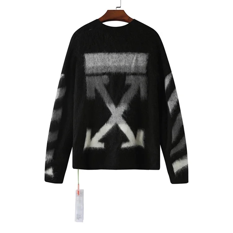 Trendy brand gradient arrow mohair sweater wool couple outfit