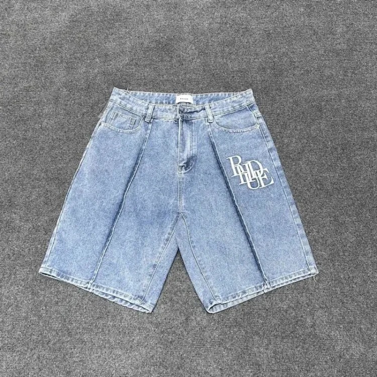 Embroidered denim shorts for men and women high street casual trousers rh