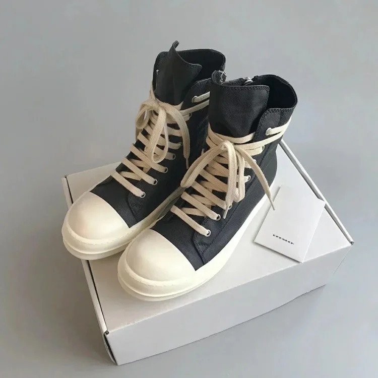 RICK OWENS RO double line DRKSHDW old wax cloth high top large Converse