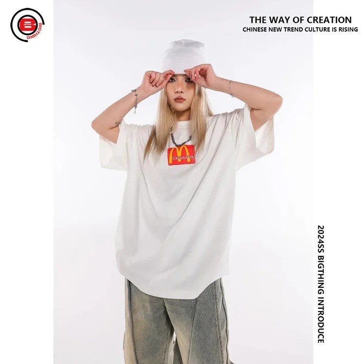 BIGTHING M font co-branded TS foam printed T-shirt TRAVIS SCOTT high street fashion brand loose short sleeves