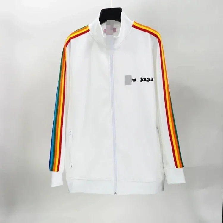 Correct version of Palm Angel Striped Rainbow Pants Retro Casual Sports Jacket Set