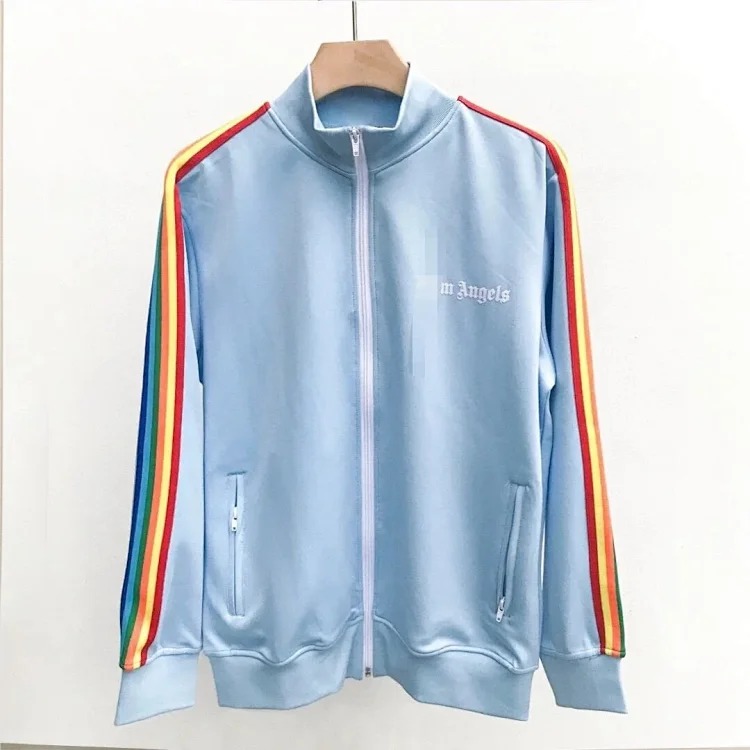 Correct version of Palm Angel Striped Rainbow Pants Retro Casual Sports Jacket Set