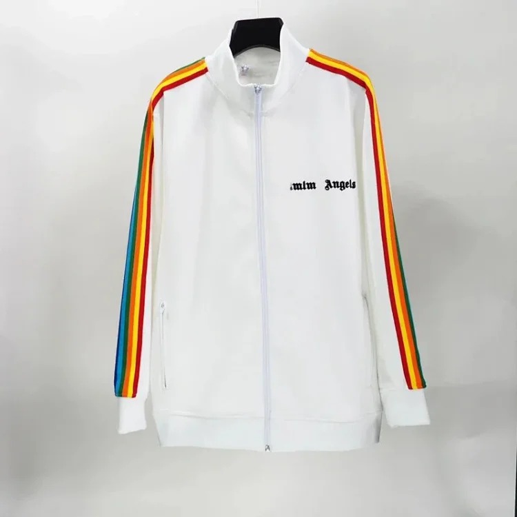 Correct version of Palm Angel Striped Rainbow Pants Retro Casual Sports Jacket Set