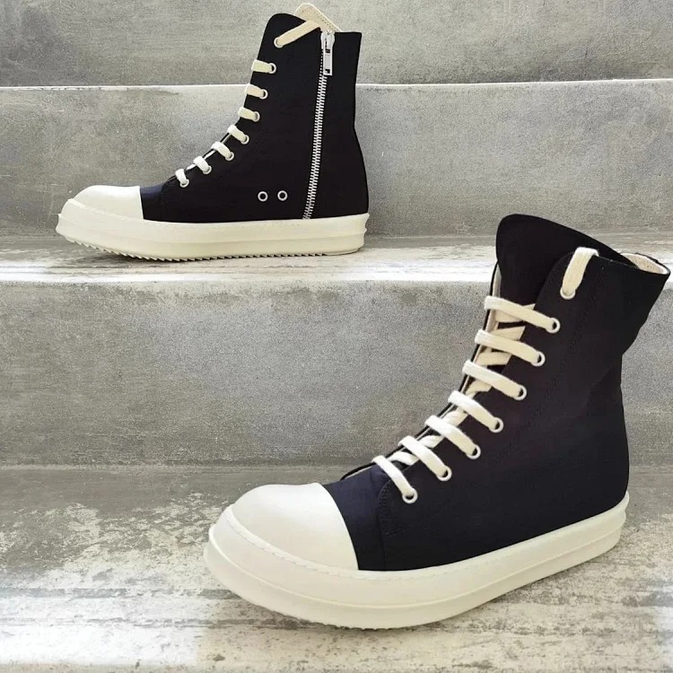 RICK OWENS RO multi-line drkshdw multi-line horizontal stripe satin high-top large Converse
