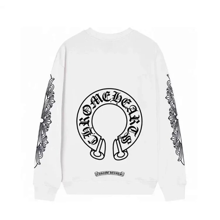 Horseshoe floral arm print round neck sweatshirt for men and women