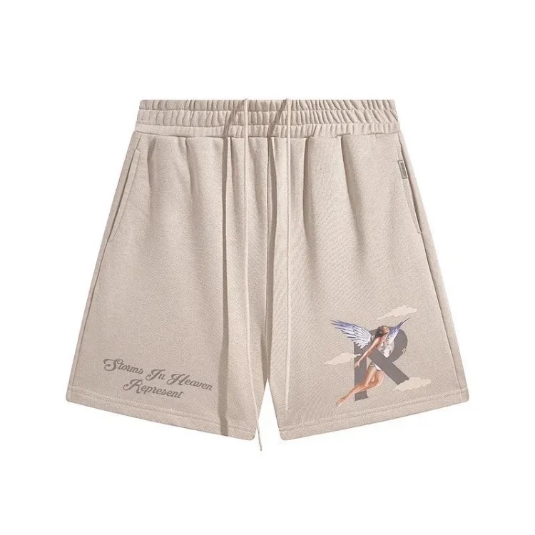 Angel Print Casual Sports Shorts Round Neck Short Sleeve T-Shirt
