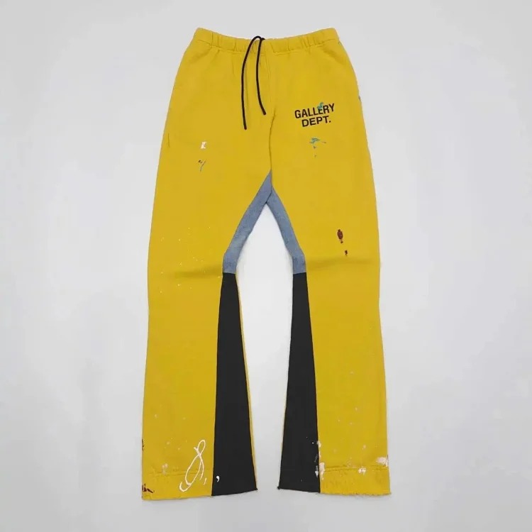 Dept. trousers legs are spliced ​​with multi-colored black letters and white waves