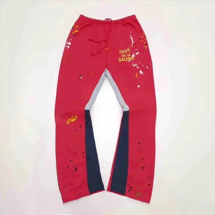 Dept. trousers legs are spliced ​​with multi-colored black letters and white waves