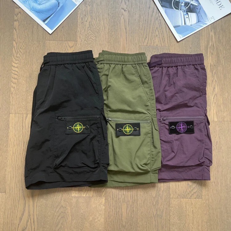 Cargo shorts for men and women functional style large pocket badge quick-drying three-quarter pants