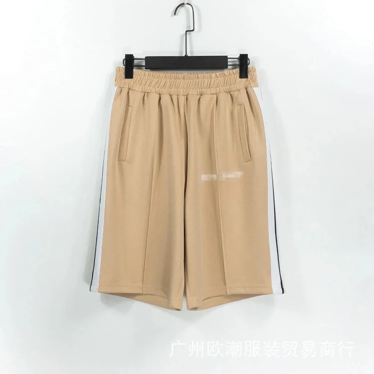 Casual side striped shorts elastic waist men's and women's sports quarter pants