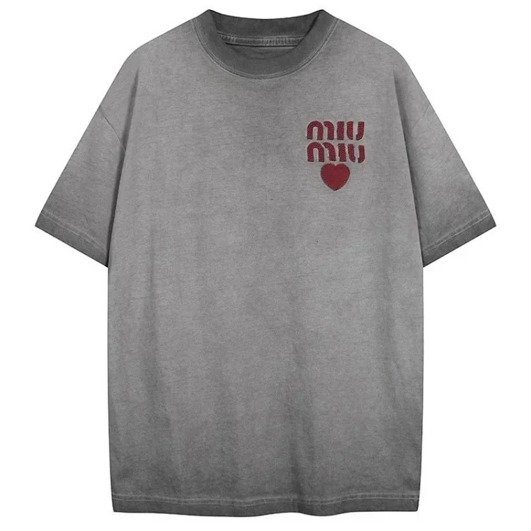M family love letter short-sleeved men's and women's loose old retro T-shirt