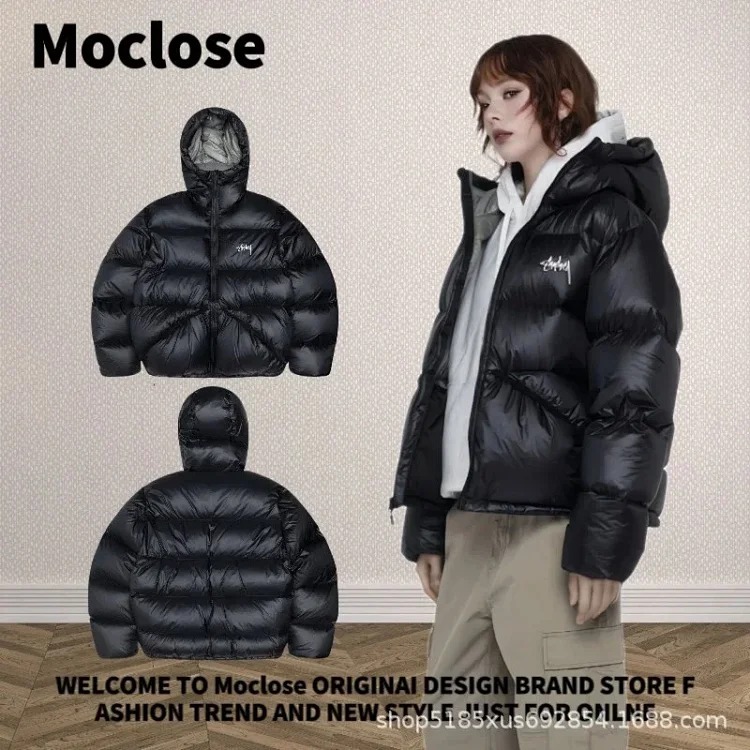 Moclose American street style autumn and winter outdoor loose warm solid color men's and women's down puffer jackets couple jackets