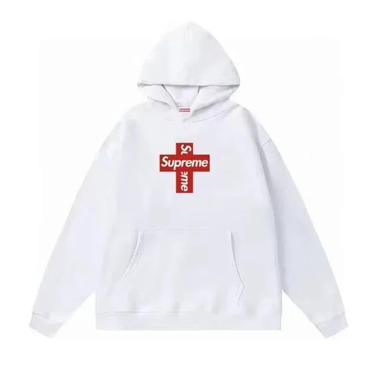 Supreme letter cross printed terry hooded sweatshirt high street Shawn Yue loose cross-border for me