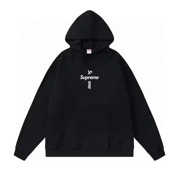 Supreme letter cross printed terry hooded sweatshirt high street Shawn Yue loose cross-border for men and women