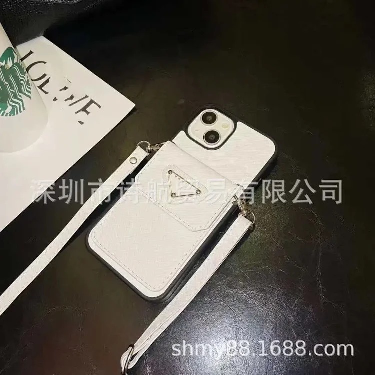 Suitable for ihone17promax mobile phone case, fashionable and simple card holder, Apple 16 lanyard, diagonal cross portable mobile phone case
