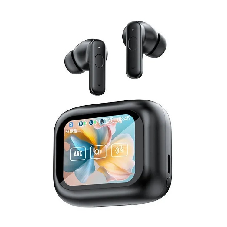 Cross-border new full-color touch screen ANC noise-cancelling Bluetooth headset in-ear translation headset source factory