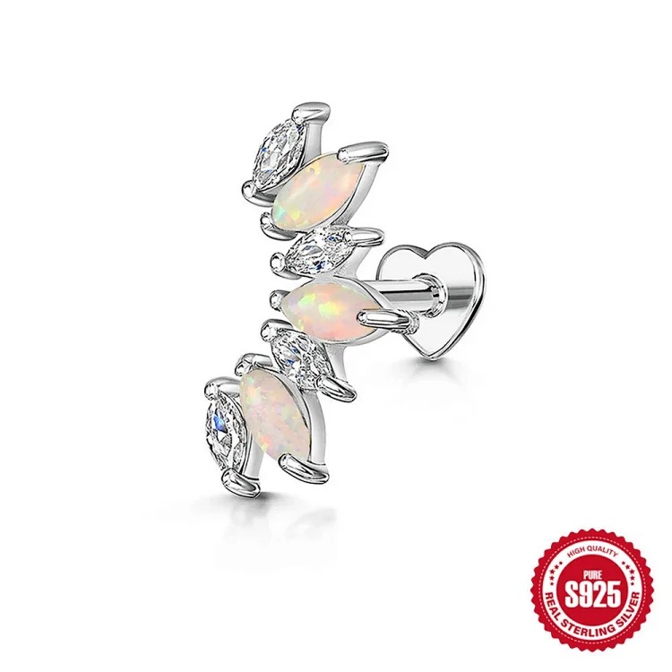 Heart Rhinestone Silver Earrings