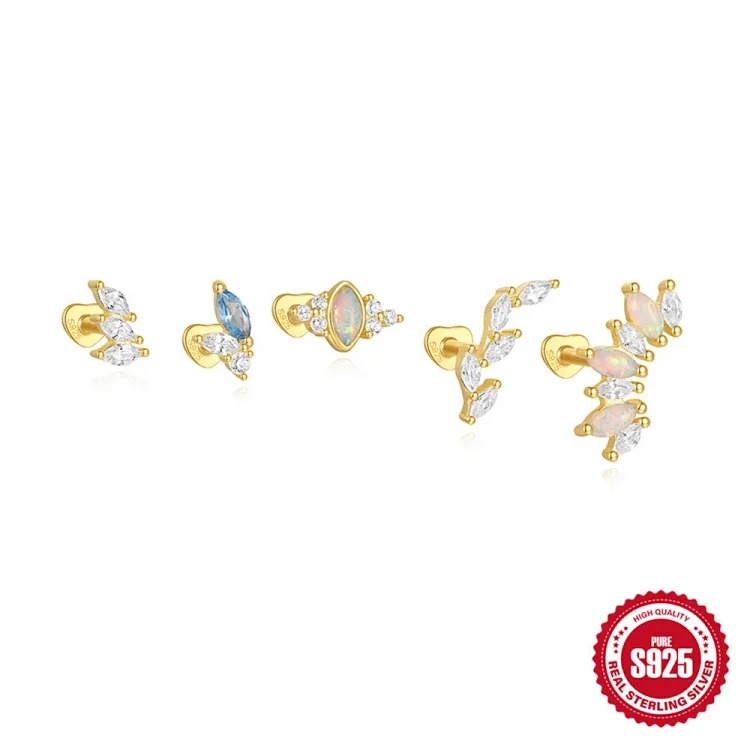 Heart Rhinestone Silver Earrings