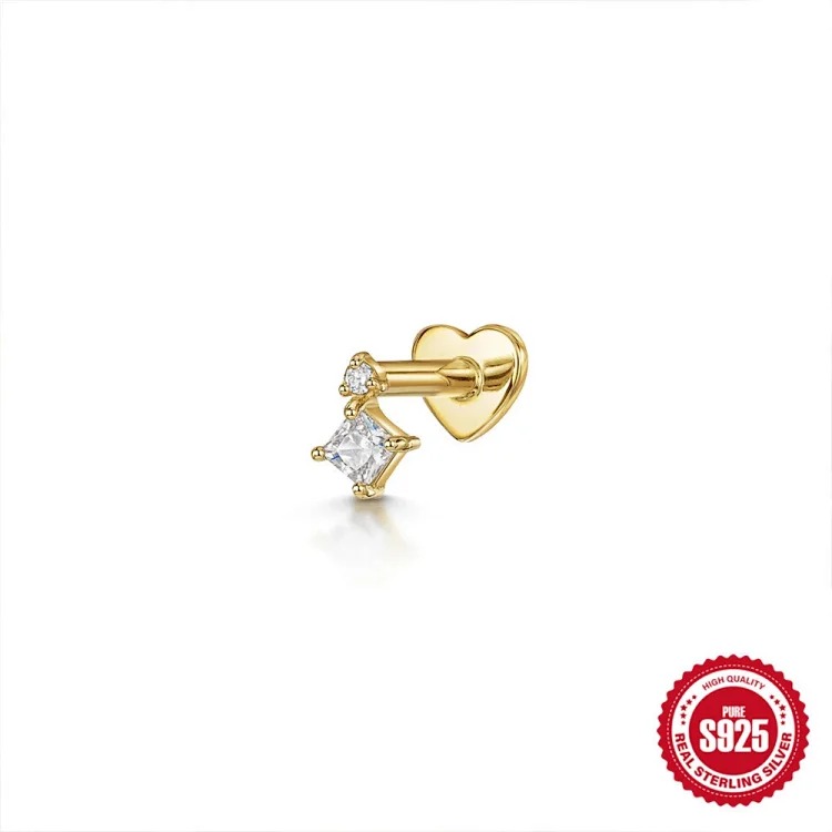 New Heart Rhinestone Silver Earrings