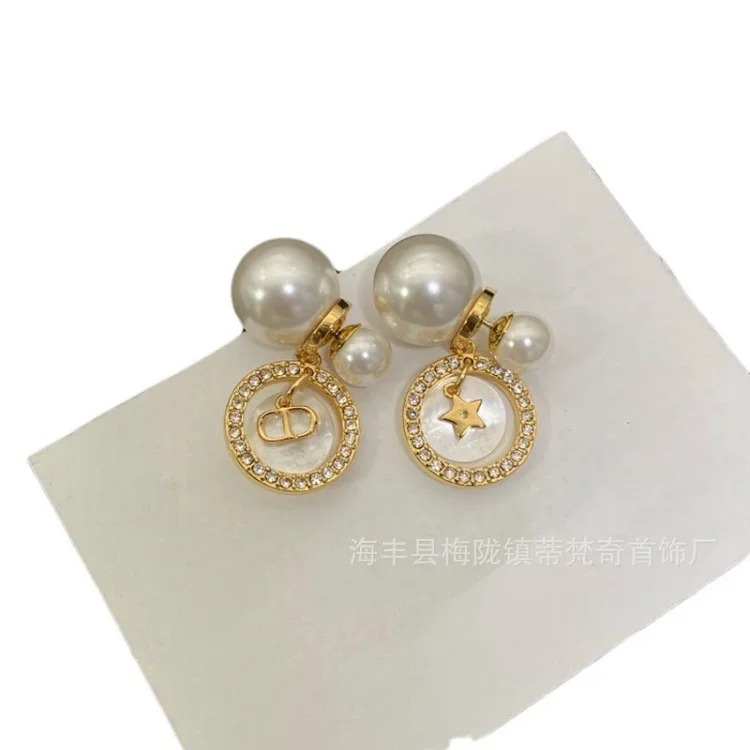Dijia/Djia earrings size pearl little bee butterfly CD earrings new temperament front and rear hanging earrings wholesale