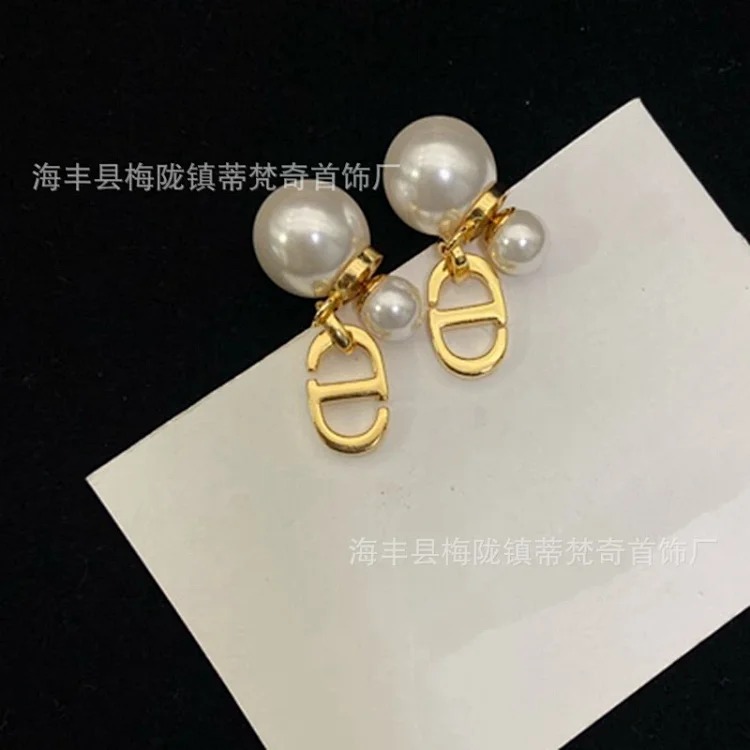 Dijia/Djia earrings size pearl little bee butterfly CD earrings new temperament front and rear hanging earrings wholesale