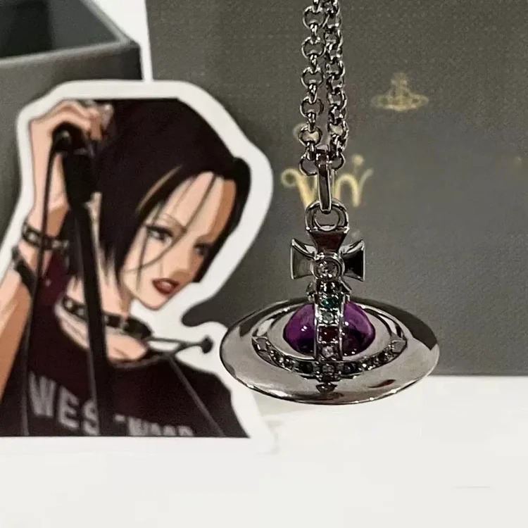High of Saturn three-dimensional flying saucer orb necklace female niche design medium 10mm planet clavicle chain