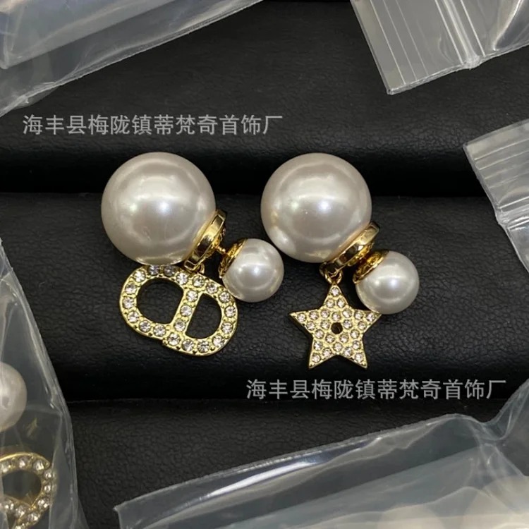 25 early spring Dijia/Djia earrings big and small pearl stars pig nose CD earrings new temperament bow earrings