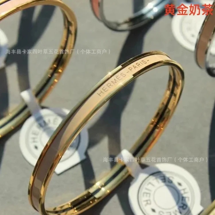 V gold high H home bracelet ultra narrow 18k rose gold plated round closed bracelet enamel precision straight