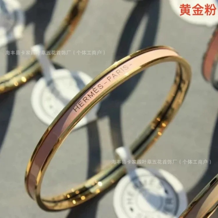 V gold high H home bracelet ultra narrow 18k rose gold plated round closed bracelet enamel precision straight