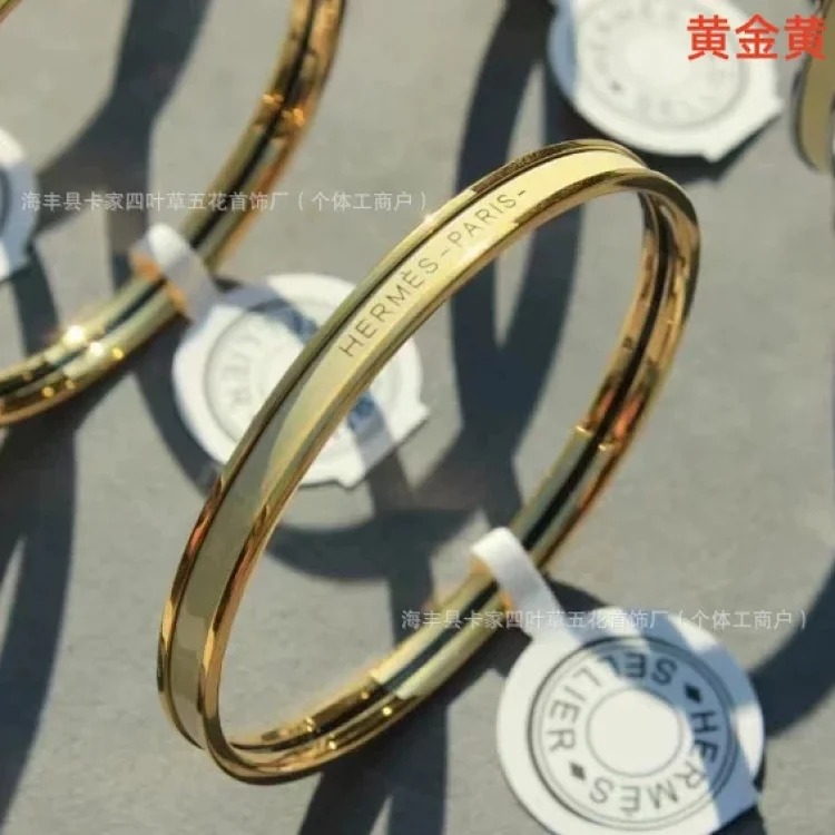 V gold high H home bracelet ultra narrow 18k rose gold plated round closed bracelet enamel precision straight