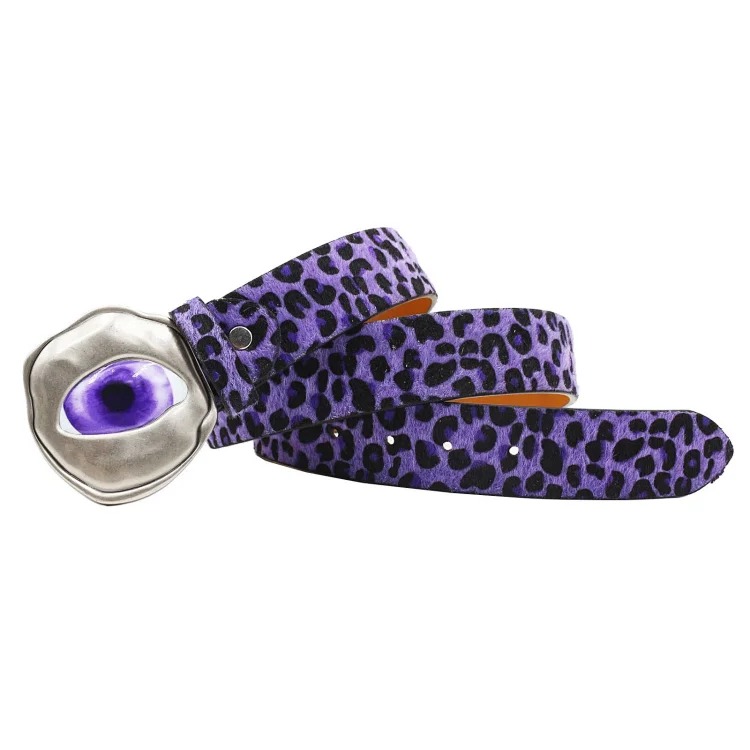 Y2K Millennial hottie leopard print devil eye belt American retro subculture colorful eyeball buckle punk belt