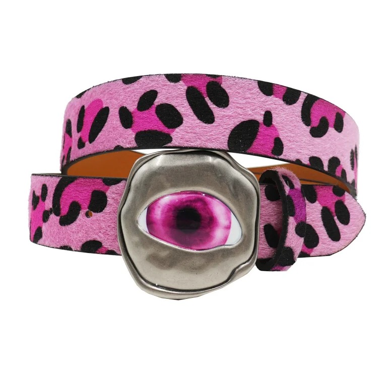 Y2K Millennial hottie leopard print devil eye belt American retro subculture colorful eyeball buckle punk belt