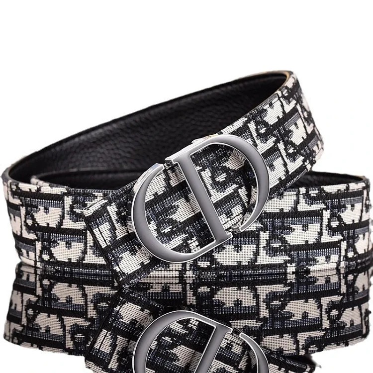 ABC28-3 New Internet celebrity same style men's canvas genuine leather belt fashionable Baita simple and durable letter belt