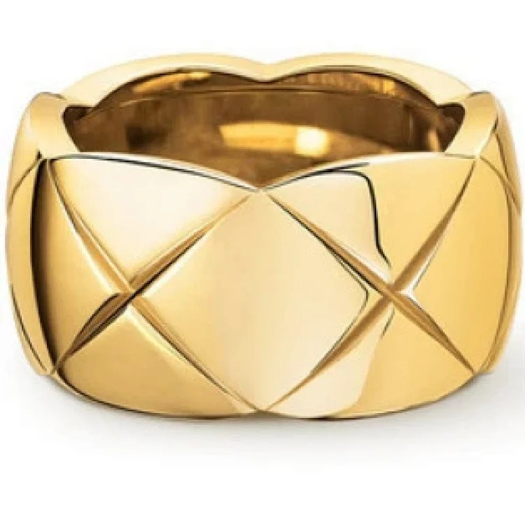 Coco Crush diamond ring with rhombus pattern wide hand-set square diamond ring stackable versatile ring zircon