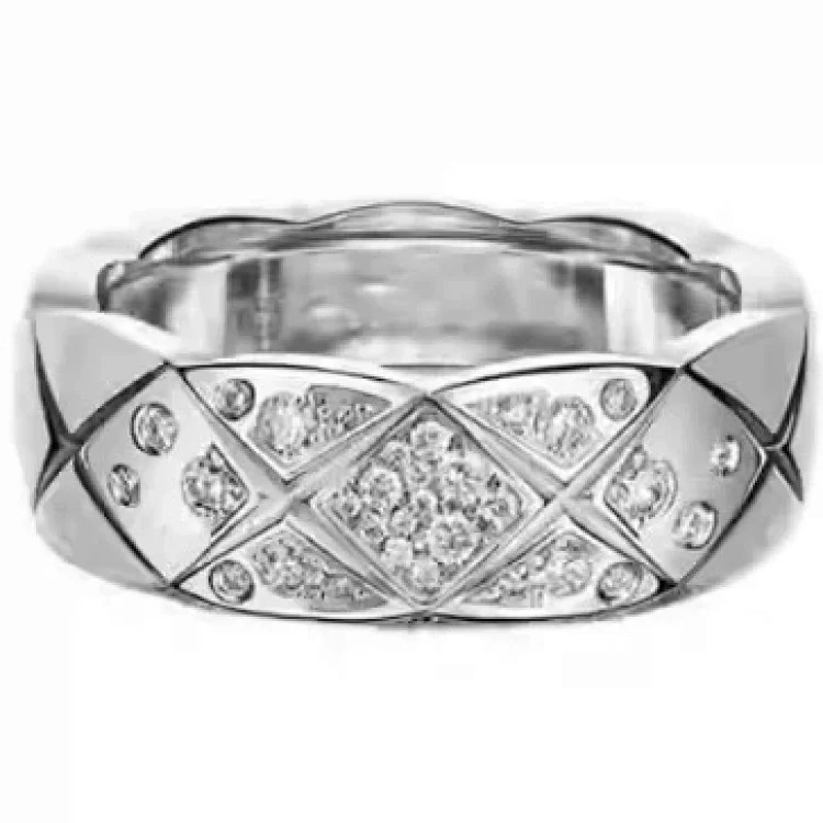 Coco Crush diamond ring with rhombus pattern wide hand-set square diamond ring stackable versatile ring zircon