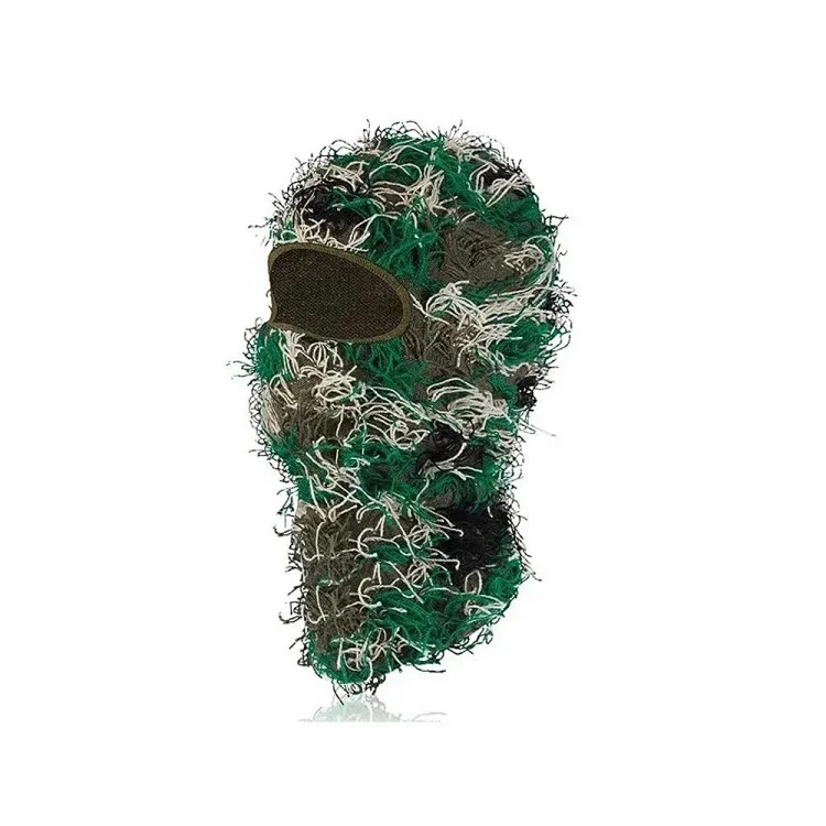 New Knitted Warm Mask Headgear Personalized Camouflage Jacquard Single Hole Baotou Plush Hat Ski Windproof Hat