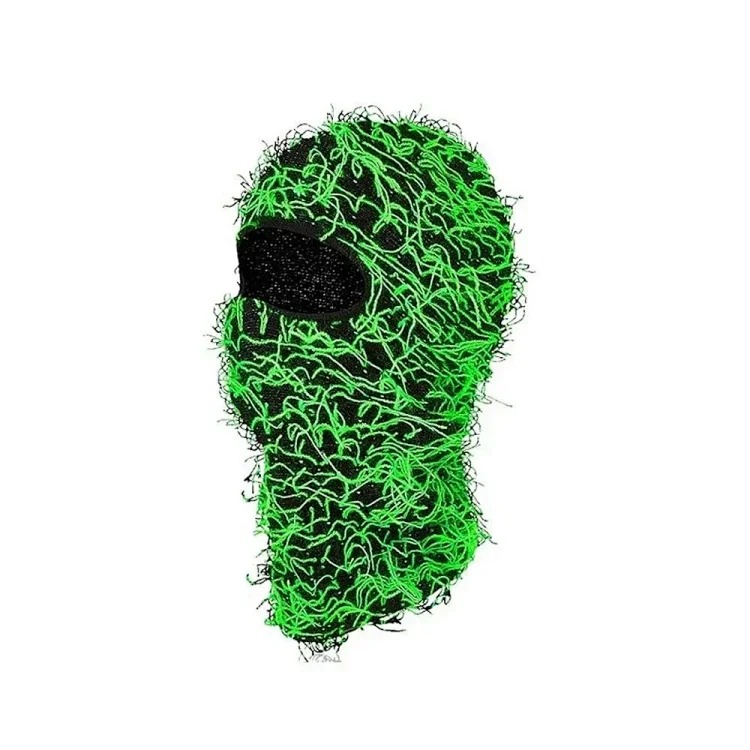 New Knitted Warm Mask Headgear Personalized Camouflage Jacquard Single Hole Baotou Plush Hat Ski Windproof Hat