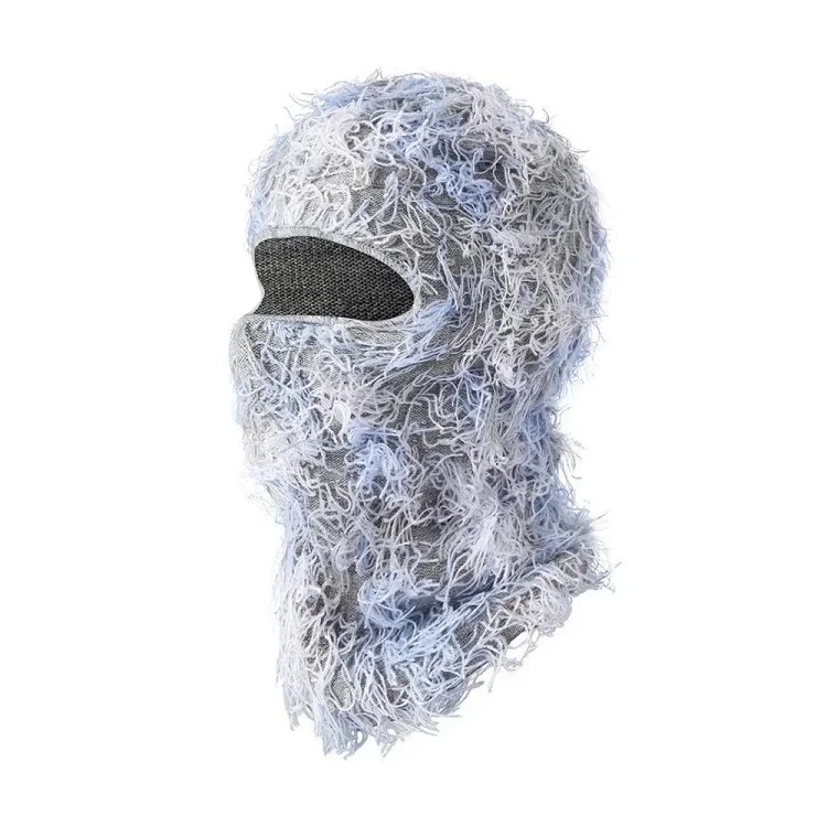 New Knitted Warm Mask Headgear Personalized Camouflage Jacquard Single Hole Baotou Plush Hat Ski Windproof Hat