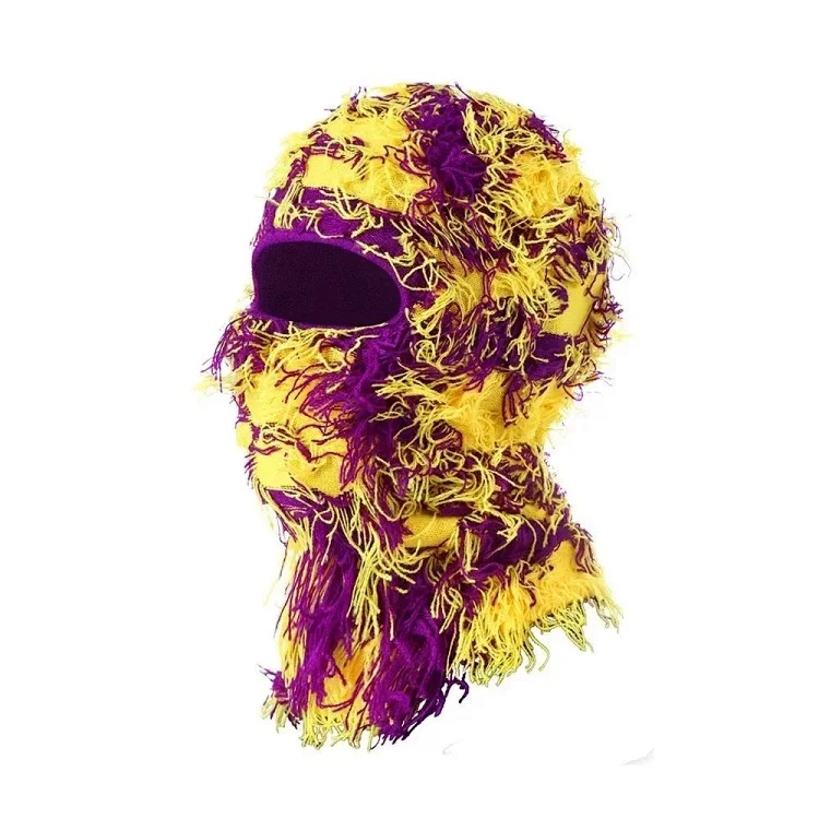 New Knitted Warm Mask Headgear Personalized Camouflage Jacquard Single Hole Baotou Plush Hat Ski Windproof Hat